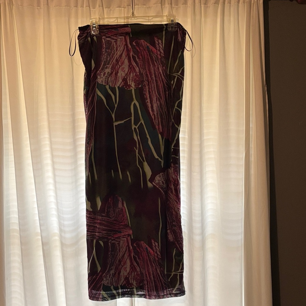 Fashion Nova Floral Maxi skirt in Plum and Olive Hues